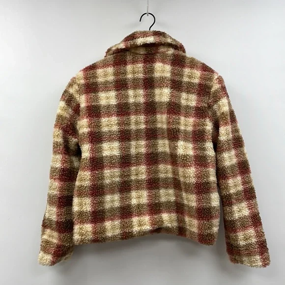 NWOT Anthropologie Avec Les Filles Plaid Teddy Sherpa Crop Shacket Jacket Small - Picture 6 of 10